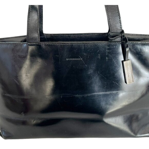 BURBERRY Vintage Black Leather Shoulder Hand Bag - Picture 12 of 12